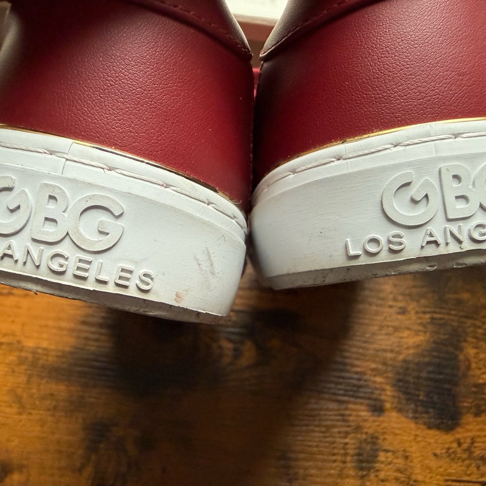 GUESS Red Quilted Sneakers with Gold Logo Plate. Twice worn. - Picture 5 of 5